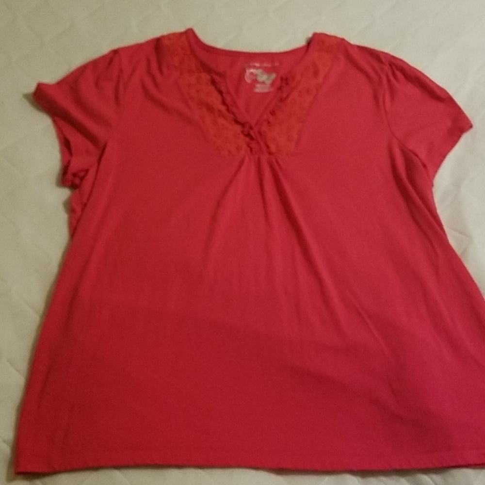 Just My Size 2x (18W/20W) Pink Top Short Sleeve
